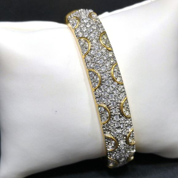 Vtg. Premier Designs Rhinestone Hinged Bracelet, Magnetic Clasp, 1980s, 7 1/2 In - Picture 6 of 10